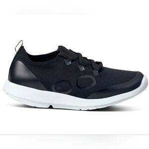 OOFOS OOmg Sport LS Shoe Black White Recovery Lace-up Sneakers‎ Woman's 10